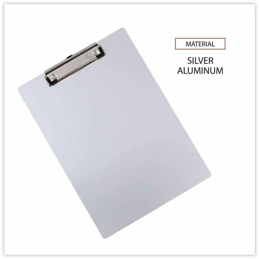 Aluminum Clipboard with Low Profile Clip, 0.5" Clip Capacity, Holds 8.5 x 11 Sheets, Aluminum
