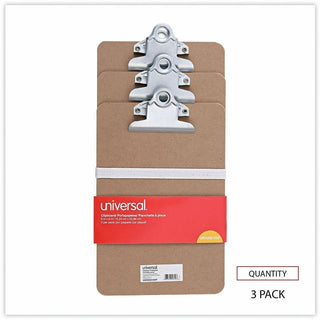 Hardboard Clipboard, 0.75" Clip Capacity, Holds 5 x 8 Sheets, Brown, 3/Pack