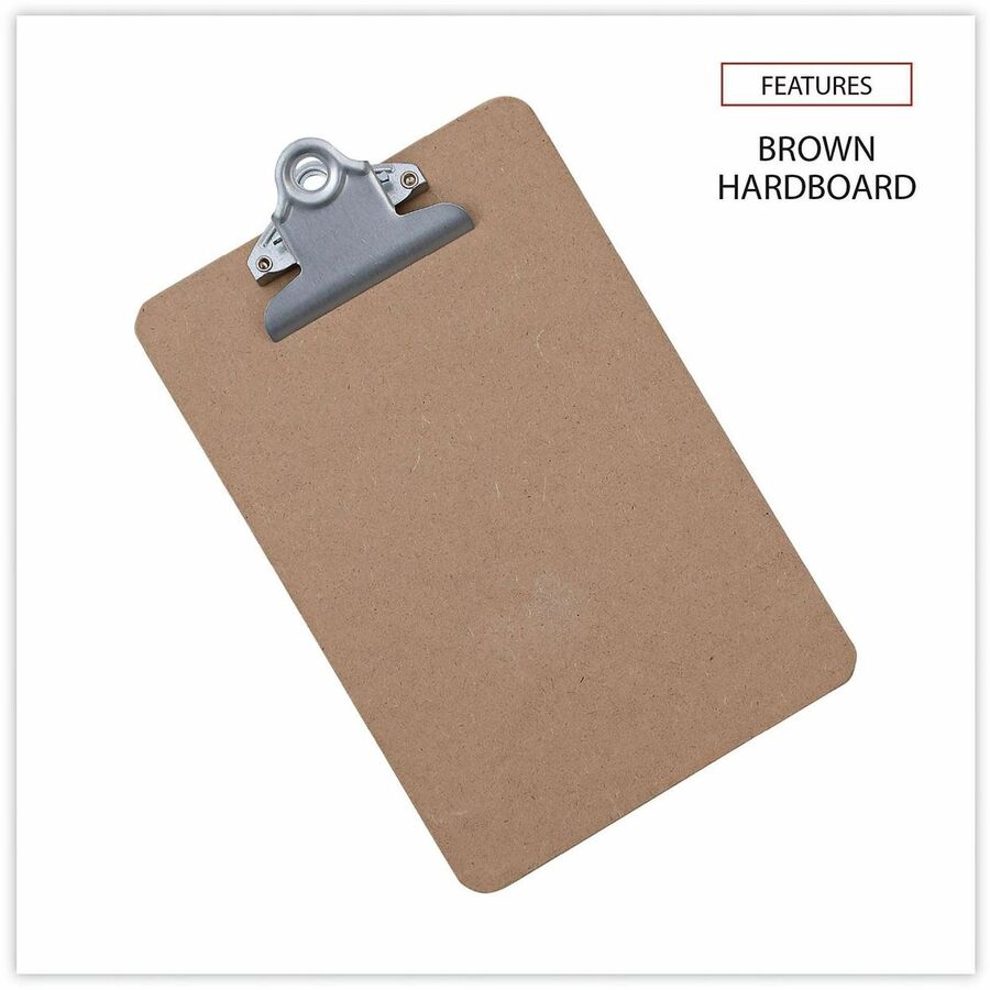 Hardboard Clipboard, 0.75" Clip Capacity, Holds 5 x 8 Sheets, Brown, 3/Pack