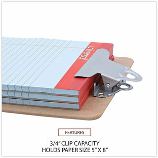 Hardboard Clipboard, 0.75" Clip Capacity, Holds 5 x 8 Sheets, Brown, 3/Pack