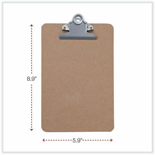 Hardboard Clipboard, 0.75" Clip Capacity, Holds 5 x 8 Sheets, Brown, 3/Pack