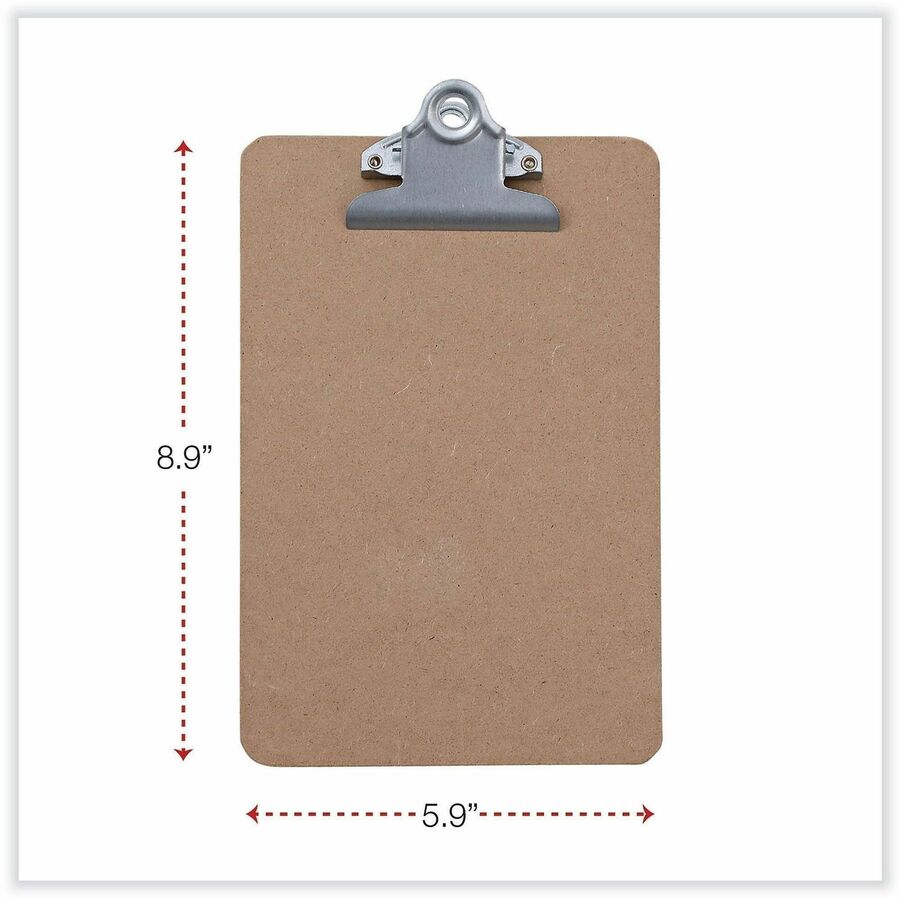 Hardboard Clipboard, 0.75" Clip Capacity, Holds 5 x 8 Sheets, Brown, 3/Pack