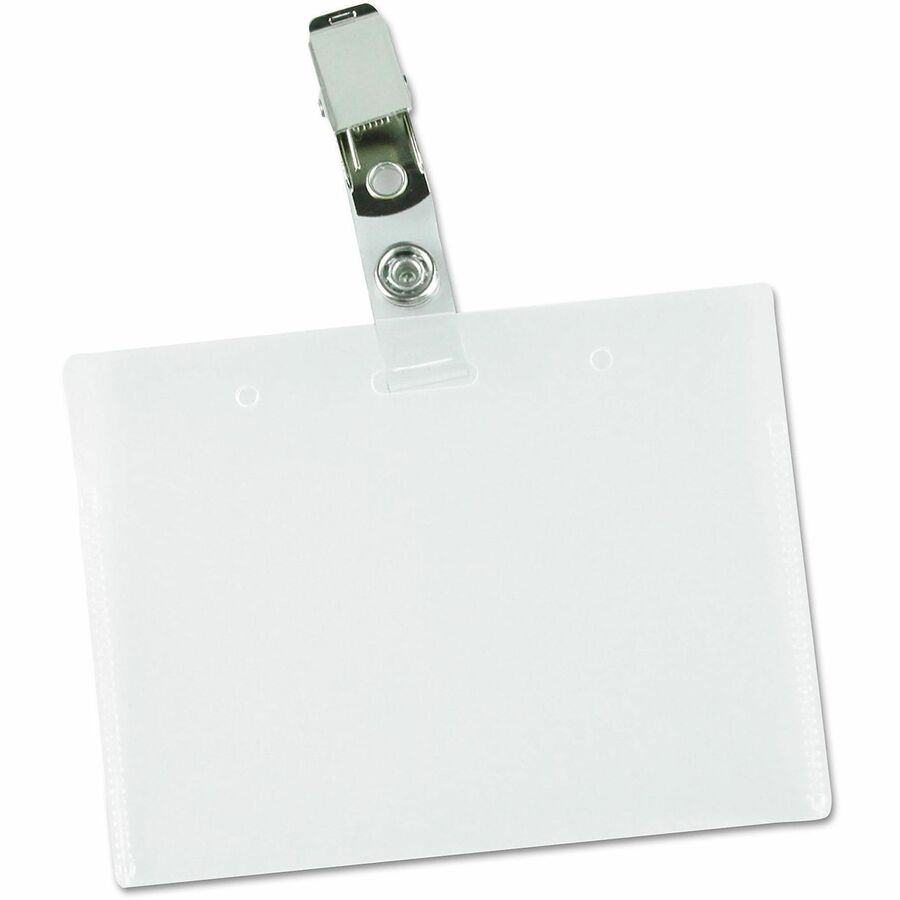 Deluxe Clear Badge Holder w/Garment-Safe Clips, 2.25 x 3.5, White Insert, 50/Box
