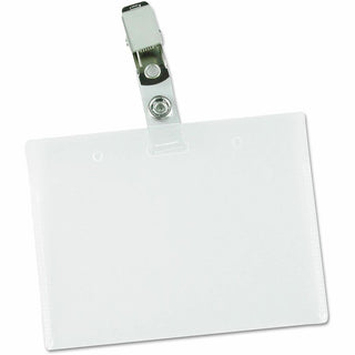 Deluxe Clear Badge Holder w/Garment-Safe Clips, 2.25 x 3.5, White Insert, 50/Box