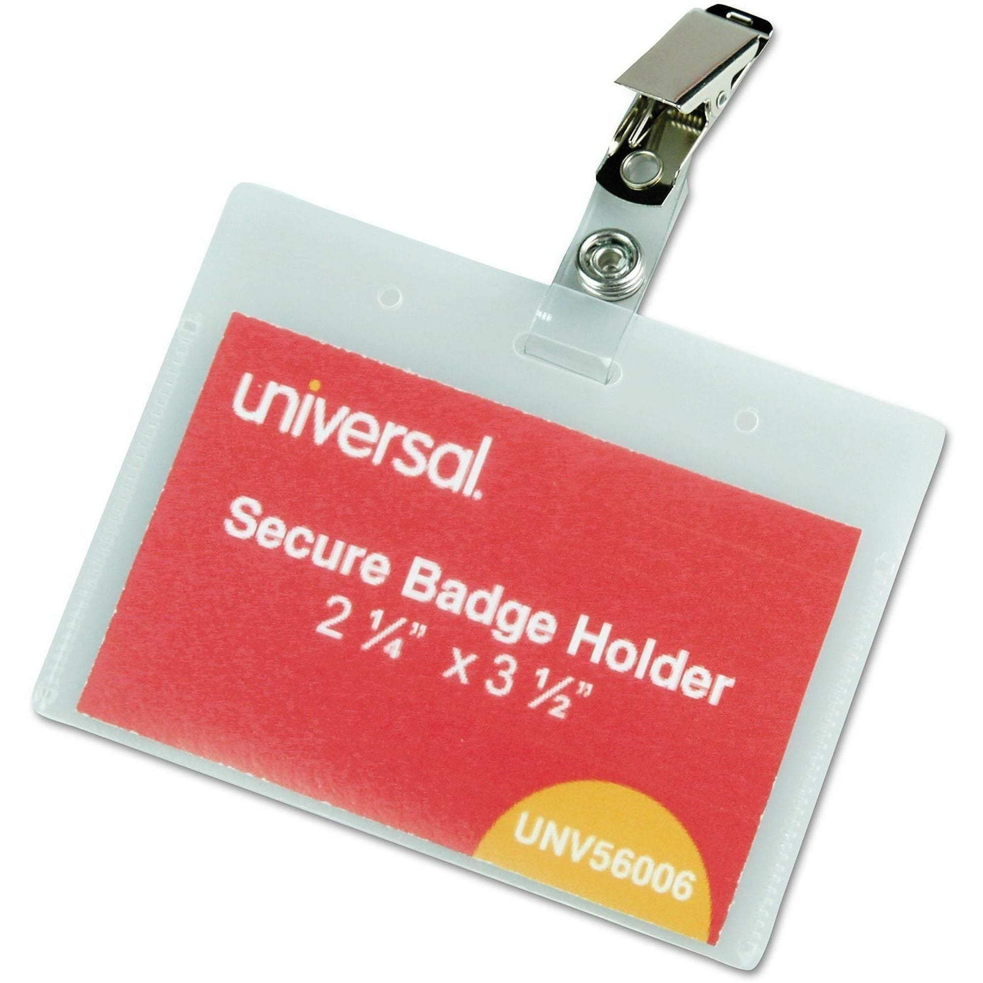 Deluxe Clear Badge Holder w/Garment-Safe Clips, 2.25 x 3.5, White Insert, 50/Box