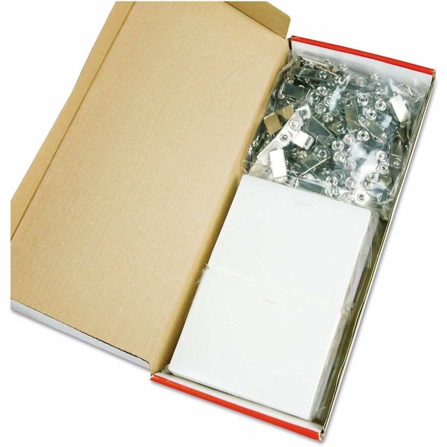 Deluxe Clear Badge Holder w/Garment-Safe Clips, 2.25 x 3.5, White Insert, 50/Box
