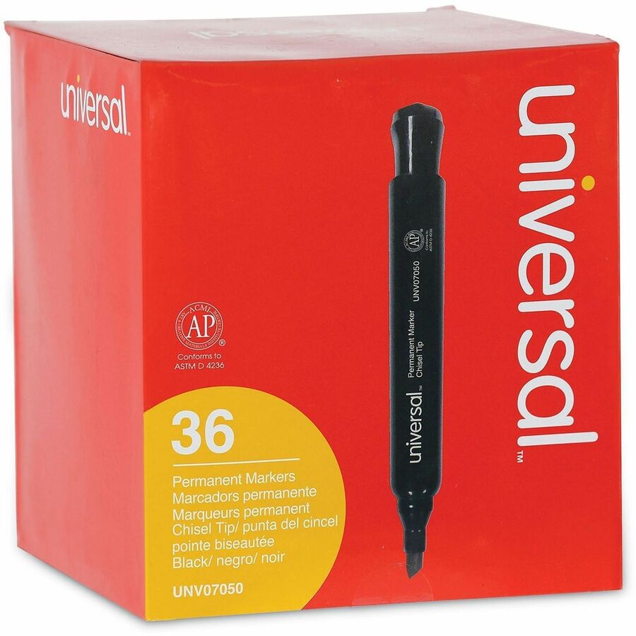 Chisel Tip Permanent Marker Value Pack, Broad Chisel Tip, Black, 36/Pack