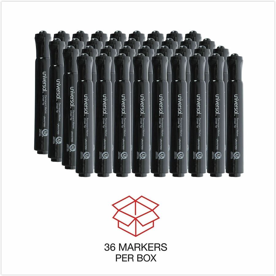 Chisel Tip Permanent Marker Value Pack, Broad Chisel Tip, Black, 36/Pack