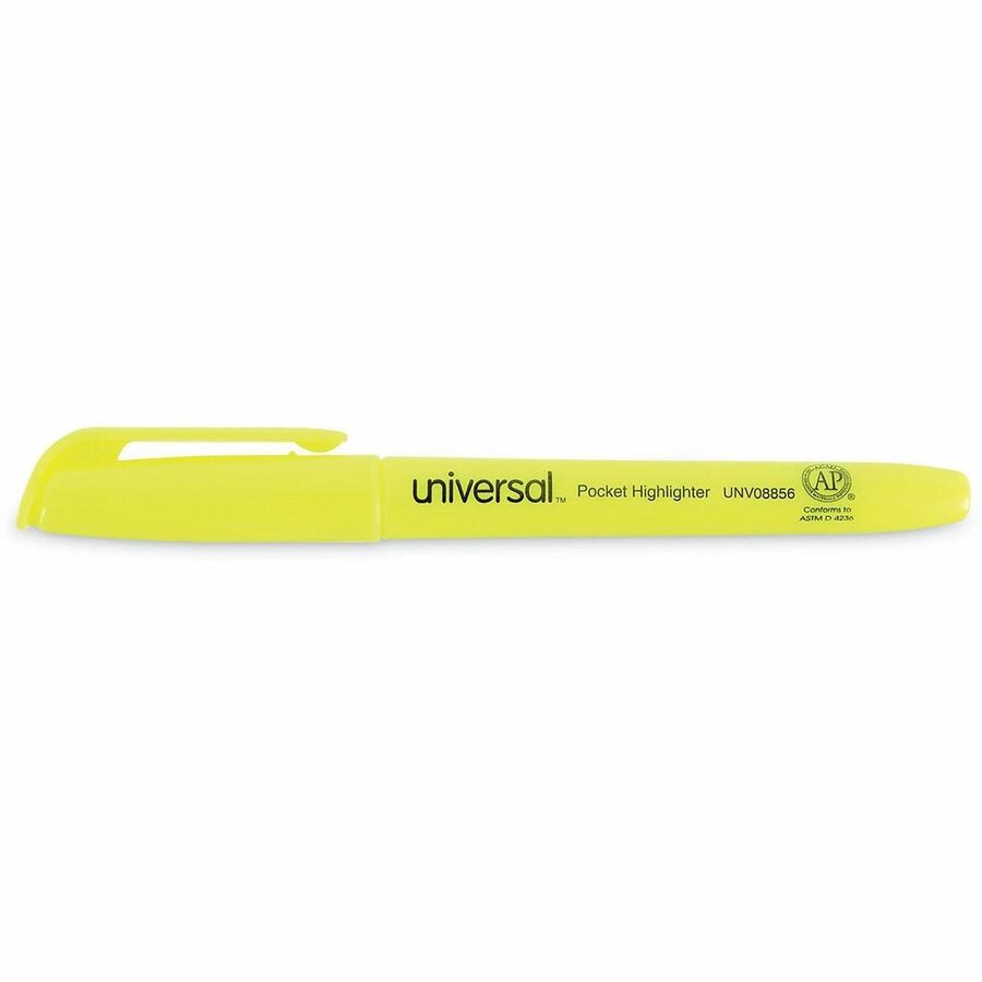 Pocket Highlighter Value Pack, Fluorescent Yellow Ink, Chisel Tip, Yellow Barrel, 36/Pack
