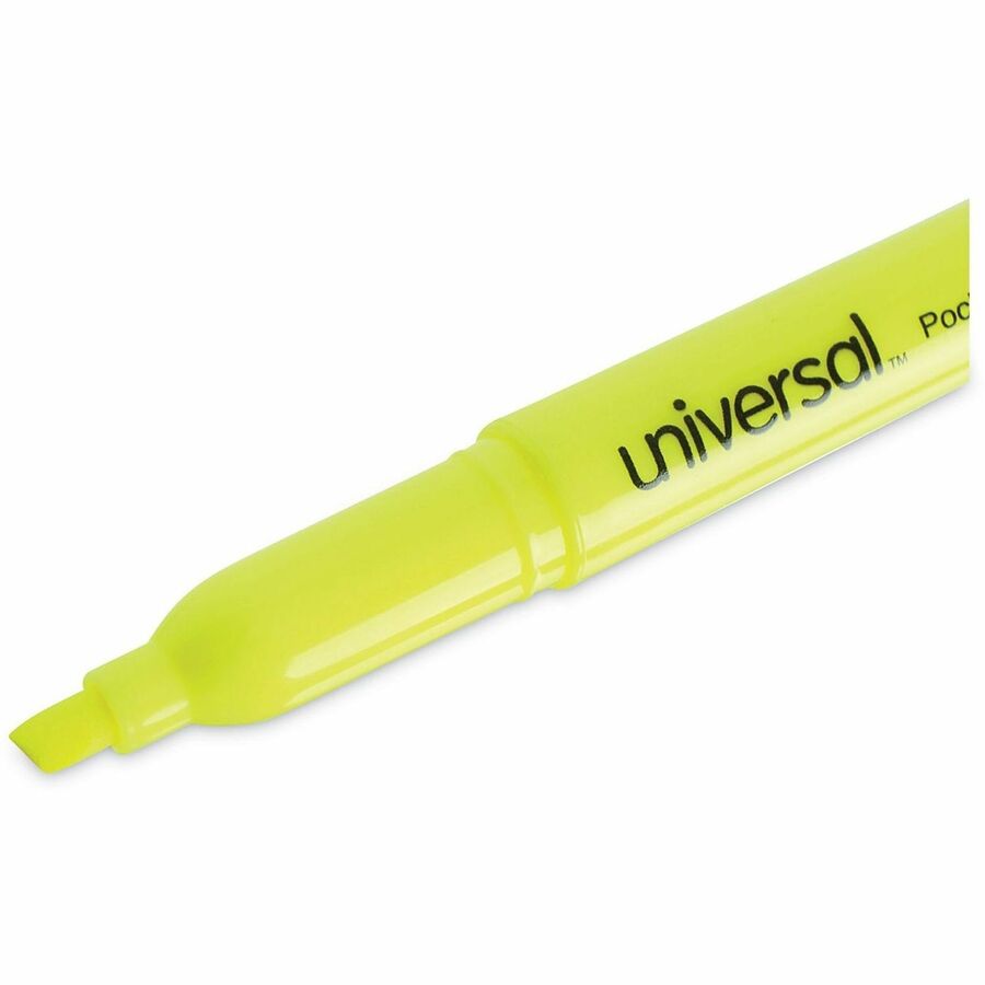 Pocket Highlighter Value Pack, Fluorescent Yellow Ink, Chisel Tip, Yellow Barrel, 36/Pack