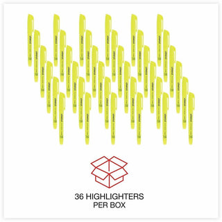 Pocket Highlighter Value Pack, Fluorescent Yellow Ink, Chisel Tip, Yellow Barrel, 36/Pack