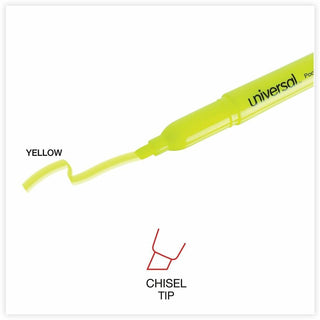 Pocket Highlighter Value Pack, Fluorescent Yellow Ink, Chisel Tip, Yellow Barrel, 36/Pack