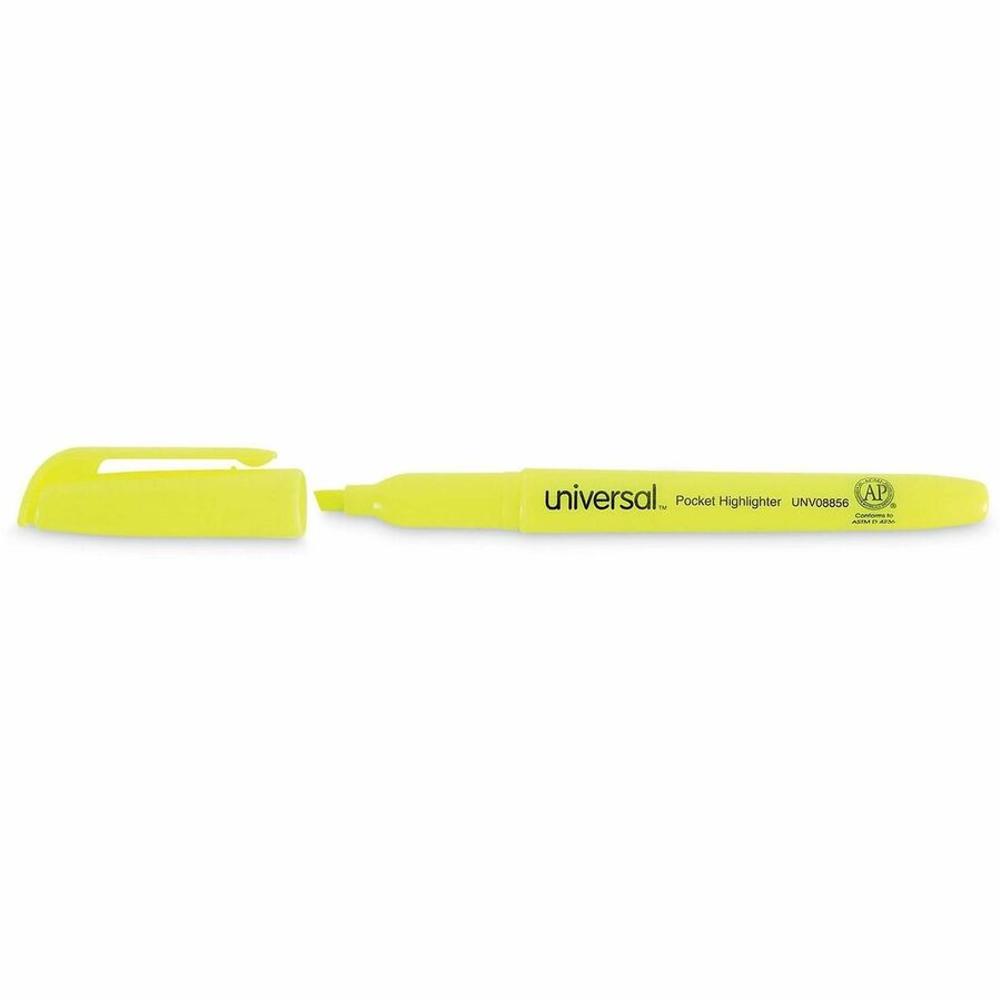 Pocket Highlighter Value Pack, Fluorescent Yellow Ink, Chisel Tip, Yellow Barrel, 36/Pack