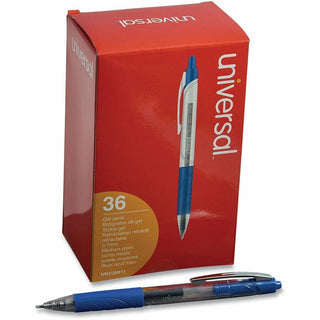 Comfort Grip Gel Pen, Retractable, Medium 0.7 mm, Blue Ink, Clear/Blue Barrel, 36/Pack