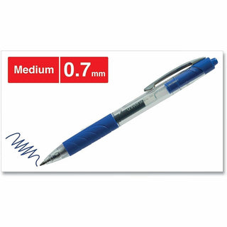 Comfort Grip Gel Pen, Retractable, Medium 0.7 mm, Blue Ink, Clear/Blue Barrel, 36/Pack