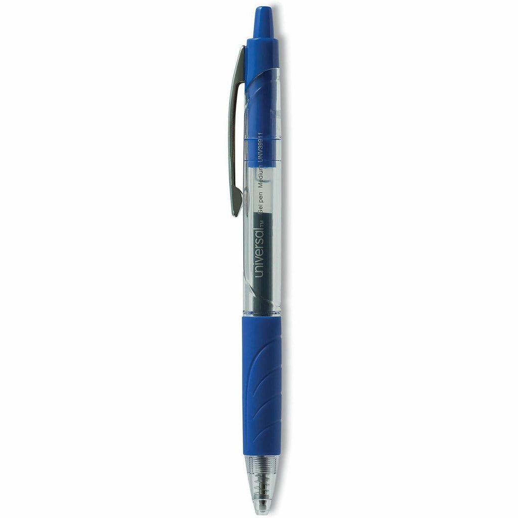 Comfort Grip Gel Pen, Retractable, Medium 0.7 mm, Blue Ink, Clear/Blue Barrel, 36/Pack