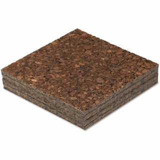 Cork Tile Panels, 12 x 12, Dark Brown Surface, 4/Pack