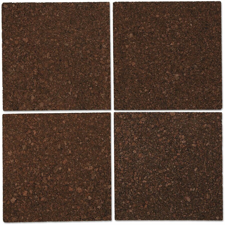 Cork Tile Panels, 12 x 12, Dark Brown Surface, 4/Pack