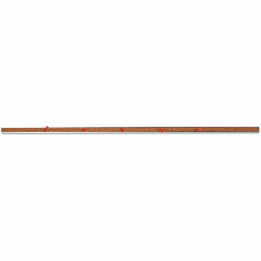 Cork Bulletin Bar, 36 x 1, Brown Surface, Silver Aluminum Frame