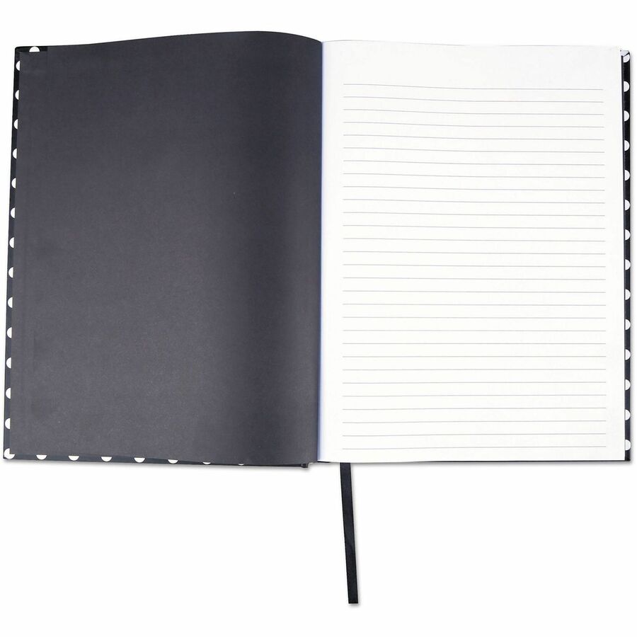 Casebound Hardcover Notebook, 1-Subject, Wide/Legal Rule, Black/White Cover, (150) 10.25 x 7.63 Sheets
