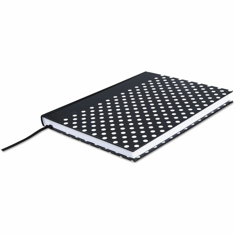 Casebound Hardcover Notebook, 1-Subject, Wide/Legal Rule, Black/White Cover, (150) 10.25 x 7.63 Sheets