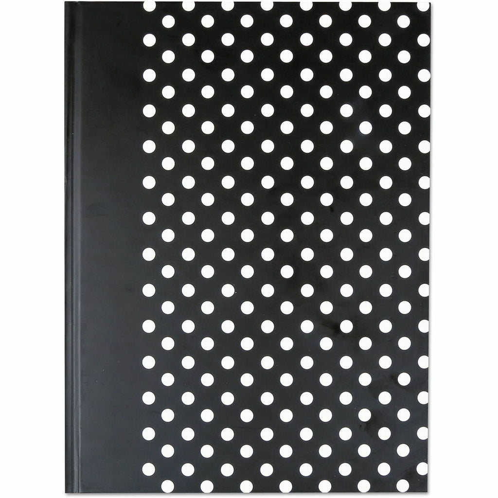 Casebound Hardcover Notebook, 1-Subject, Wide/Legal Rule, Black/White Cover, (150) 10.25 x 7.63 Sheets