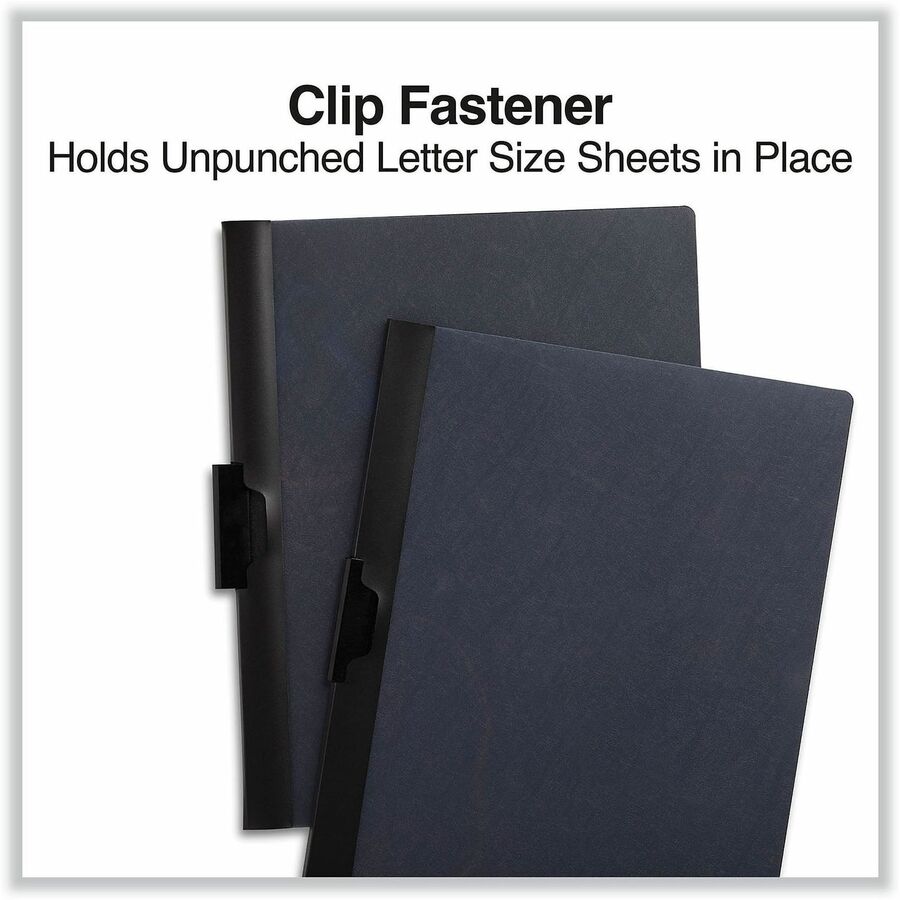 Clip-Style Report Cover, Clip Fastener, 8.5 x 11, Clear/Black, 5/Pack