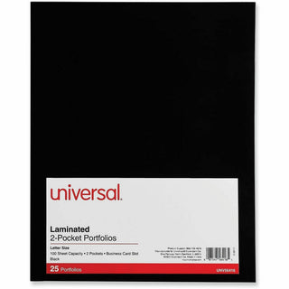 Laminated Two-Pocket Folder, Cardboard Paper, 100-Sheet Capacity, 11 x 8.5, Black, 25/Box