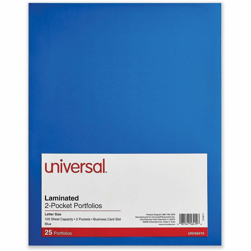 Laminated Two-Pocket Folder, Cardboard Paper, 100-Sheet Capacity, 11 x 8.5, Blue, 25/Box