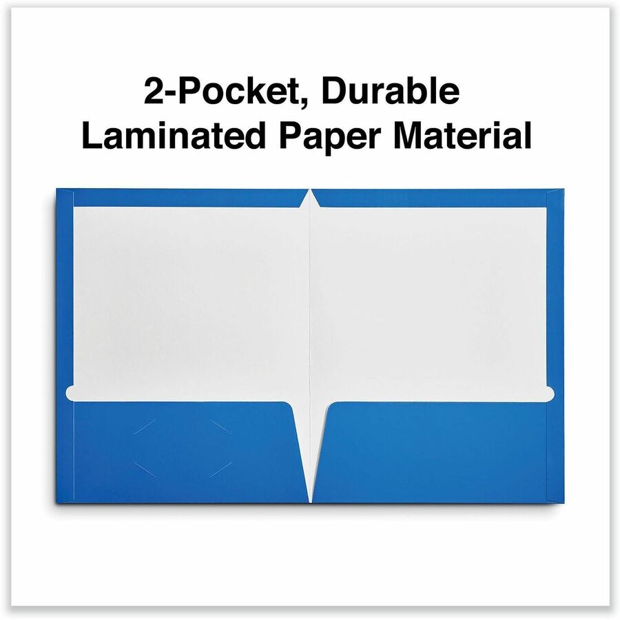 Laminated Two-Pocket Folder, Cardboard Paper, 100-Sheet Capacity, 11 x 8.5, Blue, 25/Box