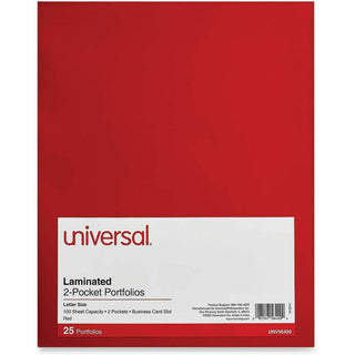Laminated Two-Pocket Folder, Cardboard Paper, 100-Sheet Capacity, 11 x 8.5, Red, 25/Box