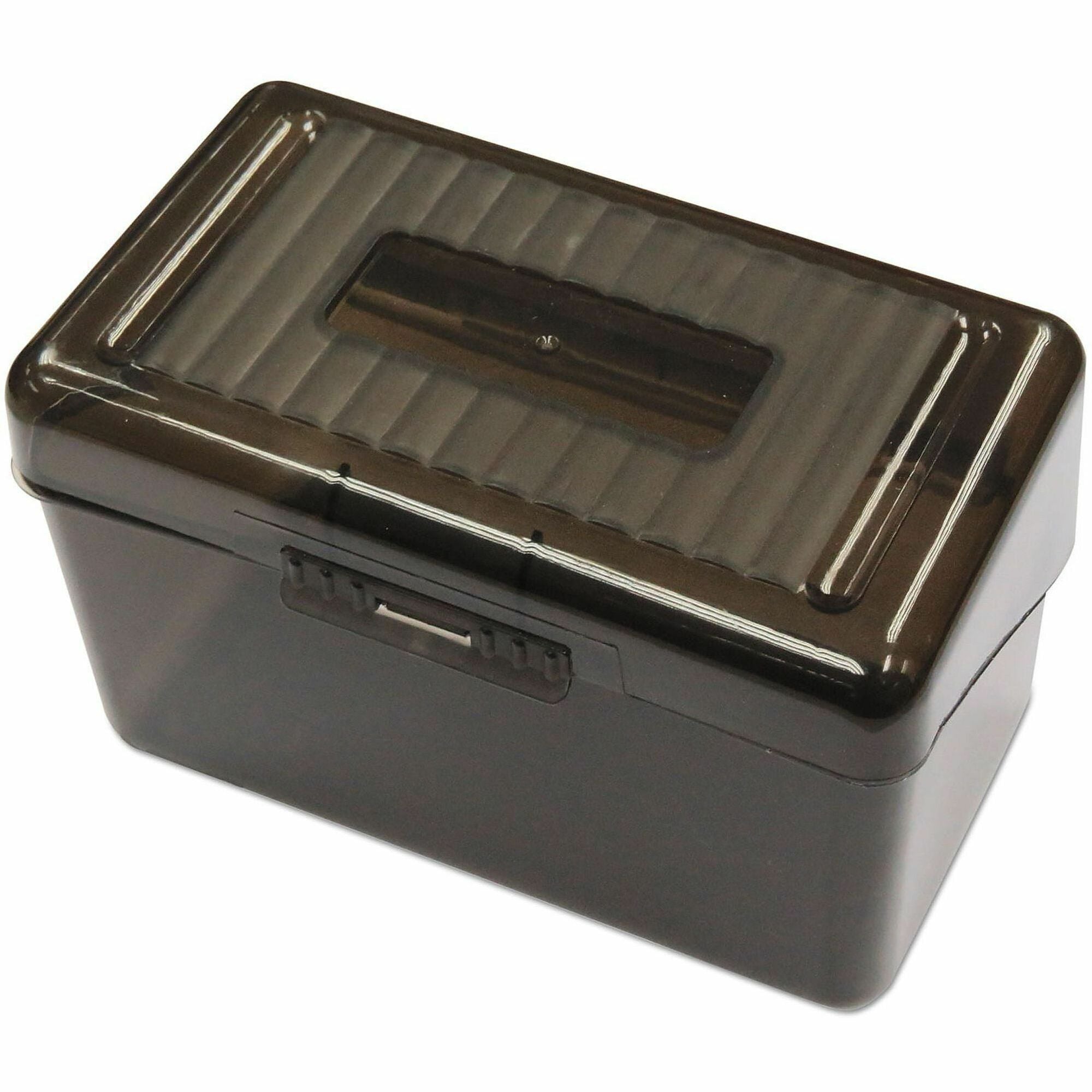 Plastic Index Card Boxes, Holds 300 3 x 5 Cards, 5.63 x 3.25 x 3.75, Translucent Black