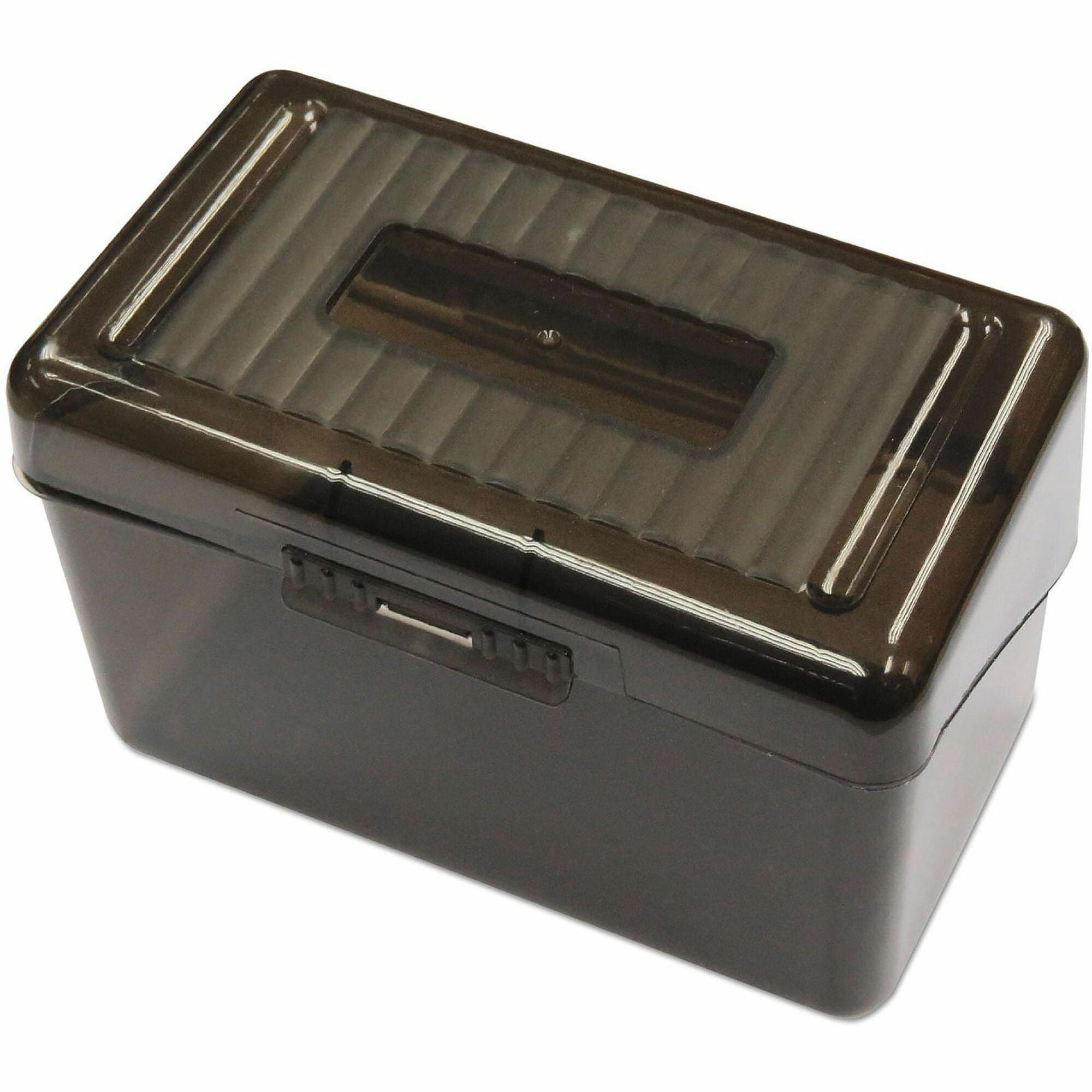 Plastic Index Card Boxes, Holds 400 4 x 6 Cards, 6.78 x 4.25 x 4.5, Translucent Black