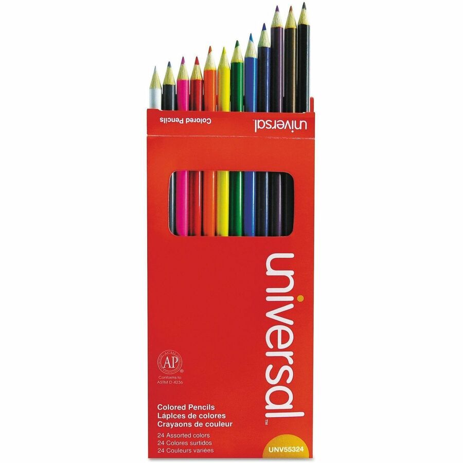 Woodcase Colored Pencils, 3 mm, Assorted Lead and Barrel Colors, 24/Pack