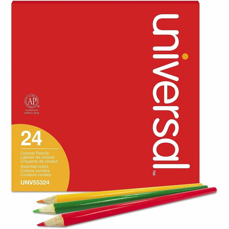 Woodcase Colored Pencils, 3 mm, Assorted Lead and Barrel Colors, 24/Pack