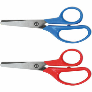 Kids' Scissors, Rounded Tip, 5" Long, 1.75" Cut Length, Assorted Straight Handles, 2/Pack