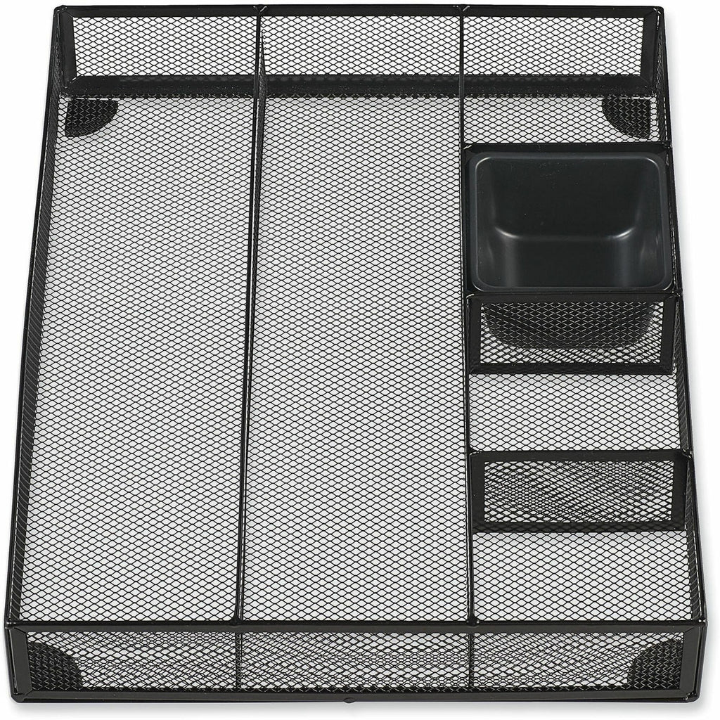 Metal Mesh Drawer Organizer, Six Compartments, 15 x 11.88 x 2.5, Black