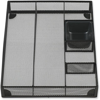 Metal Mesh Drawer Organizer, Six Compartments, 15 x 11.88 x 2.5, Black