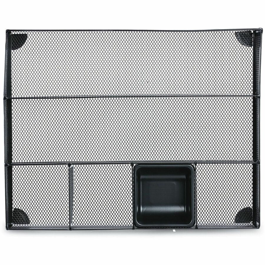 Metal Mesh Drawer Organizer, Six Compartments, 15 x 11.88 x 2.5, Black