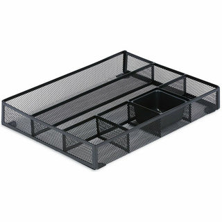 Metal Mesh Drawer Organizer, Six Compartments, 15 x 11.88 x 2.5, Black