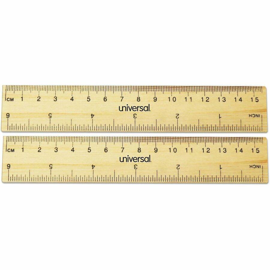 Flat Wood Ruler, Standard/Metric, 6" Long