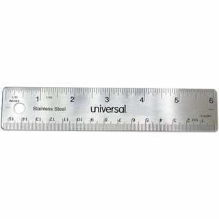 Stainless Steel Ruler, Standard/Metric, 6" Long