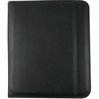 Leather Textured Zippered PadFolio with Tablet Pocket, 10 3/4 x 13 1/8, Black
