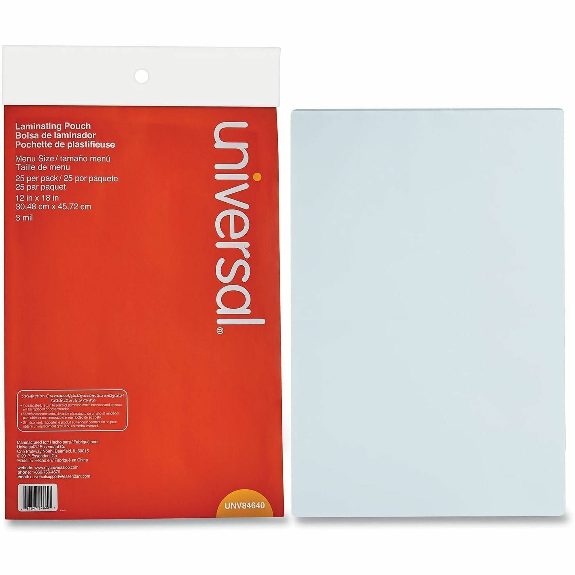 Laminating Pouches, 3 mil, 18" x 12", Gloss Clear, 25/Pack