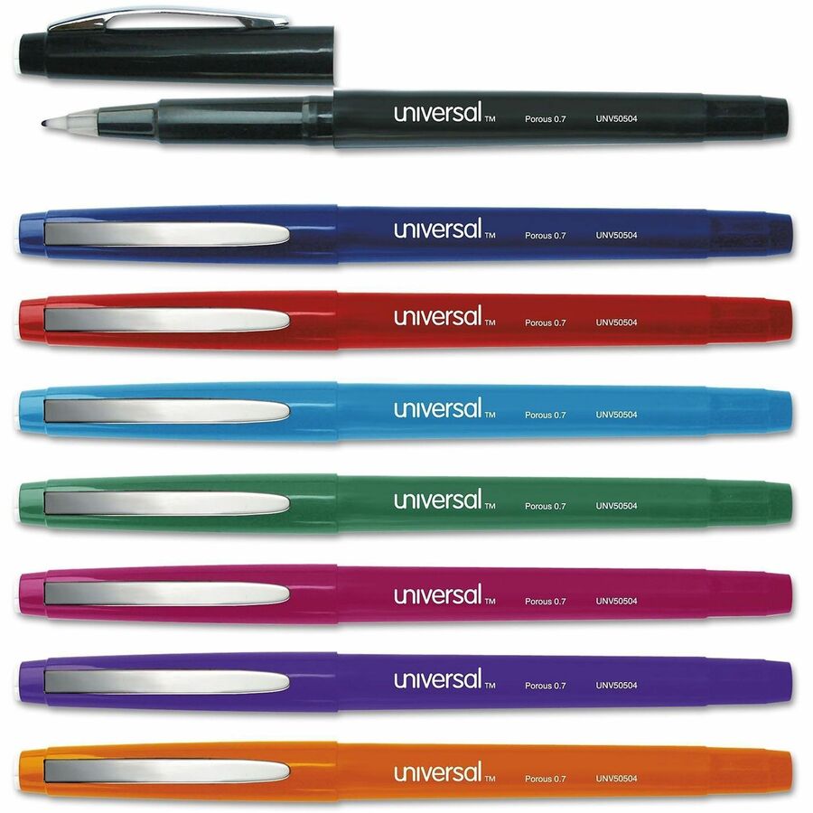 Porous Point Pen, Stick, Medium 0.7 mm, Assorted Ink and Barrel Colors, 8/Pack