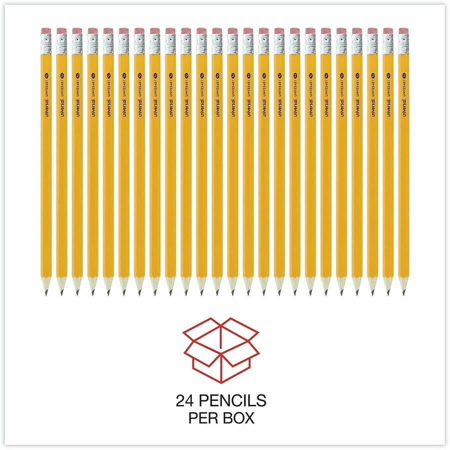 #2 Pre-Sharpened Woodcase Pencil, HB (#2), Black Lead, Yellow Barrel, 24/Pack