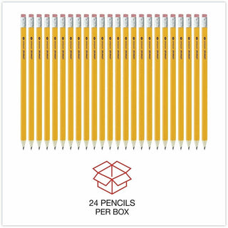 #2 Pre-Sharpened Woodcase Pencil, HB (#2), Black Lead, Yellow Barrel, 24/Pack