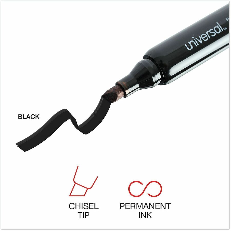 Chisel Tip Permanent Marker Value Pack, Broad Chisel Tip, Black, 60/Pack