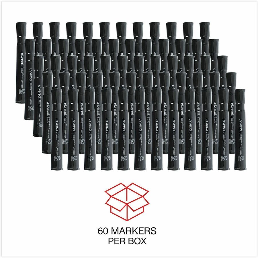 Chisel Tip Permanent Marker Value Pack, Broad Chisel Tip, Black, 60/Pack