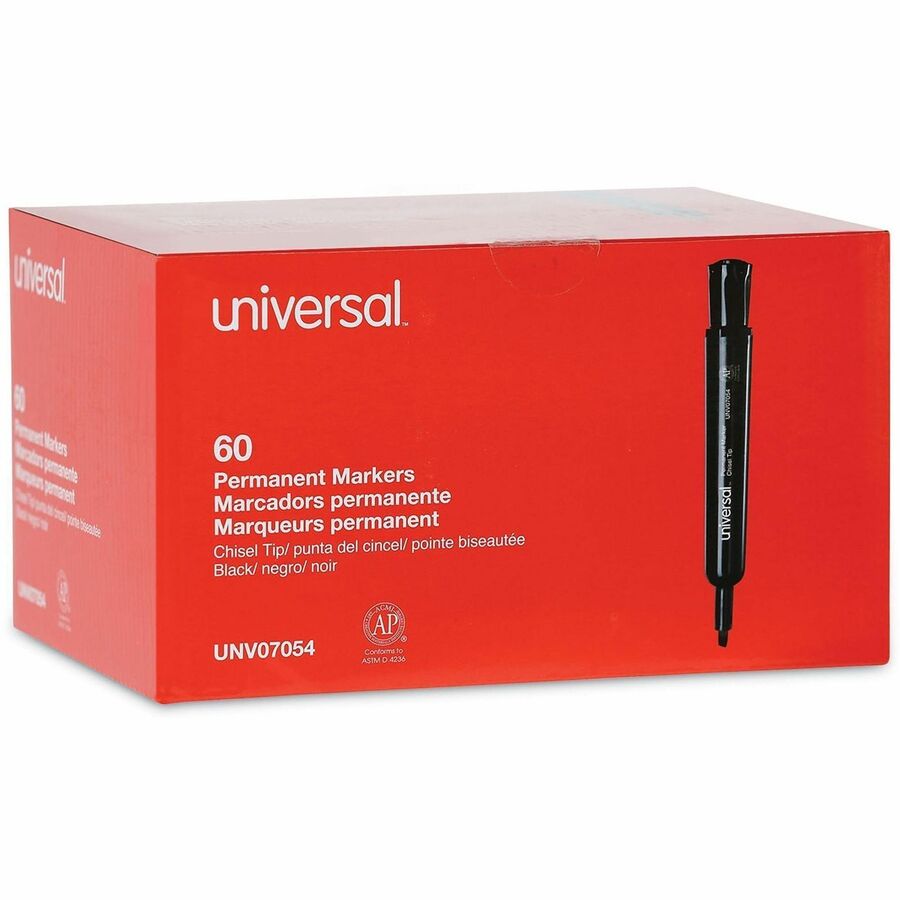 Chisel Tip Permanent Marker Value Pack, Broad Chisel Tip, Black, 60/Pack